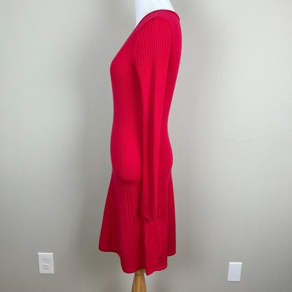 Krimson Klover Sweater Dress Womens XS Red 100% Merino Wool Long Sleeve V Neck - Picture 6 of 13